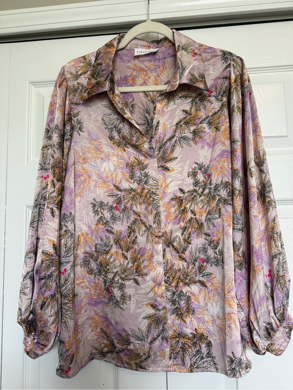 Light Purple Floral Button-Front Blouse by First Love